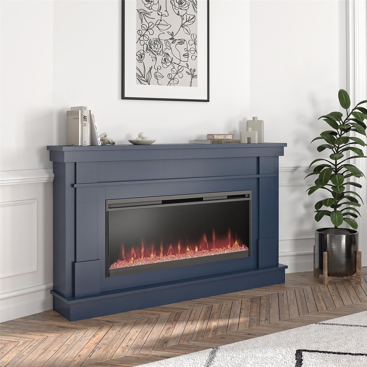 Novogratz Waverly Wide Mantel Electric Fireplace