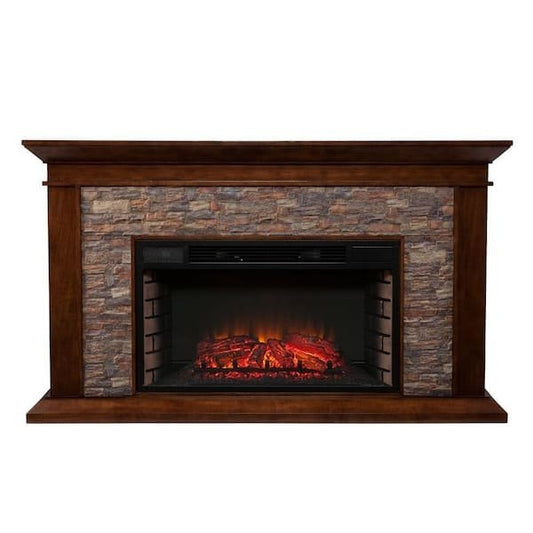 Unbranded Null Ithaca 60 In. W Simulated Stone Electric Fireplace