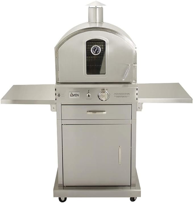 Summerset ‘The Oven’ Outdoor Freestanding Large Capacity Gas Oven with Pizza Stone, Smoker Box and Mobile Cart, 304 Stainless Steel Construction, Natural Gas