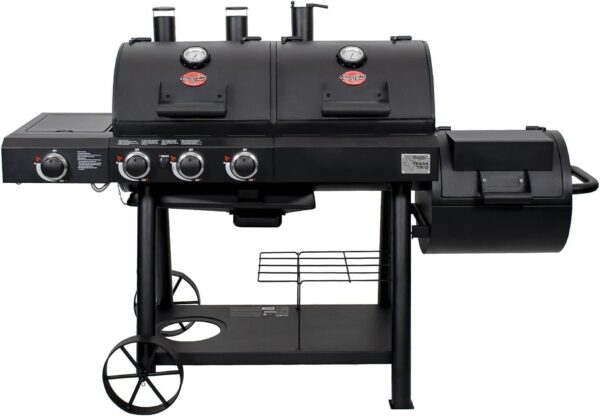 Char-Griller Texas Trio 3-Burner Dual Fuel Grill with Smoker