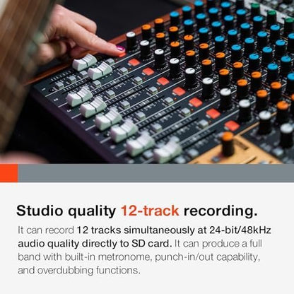 Tascam Model 12 All-in-One 12-track Digital Multitrack Mixing and Recording Studio, Mixer, USB Audio Interface and DAW Controller